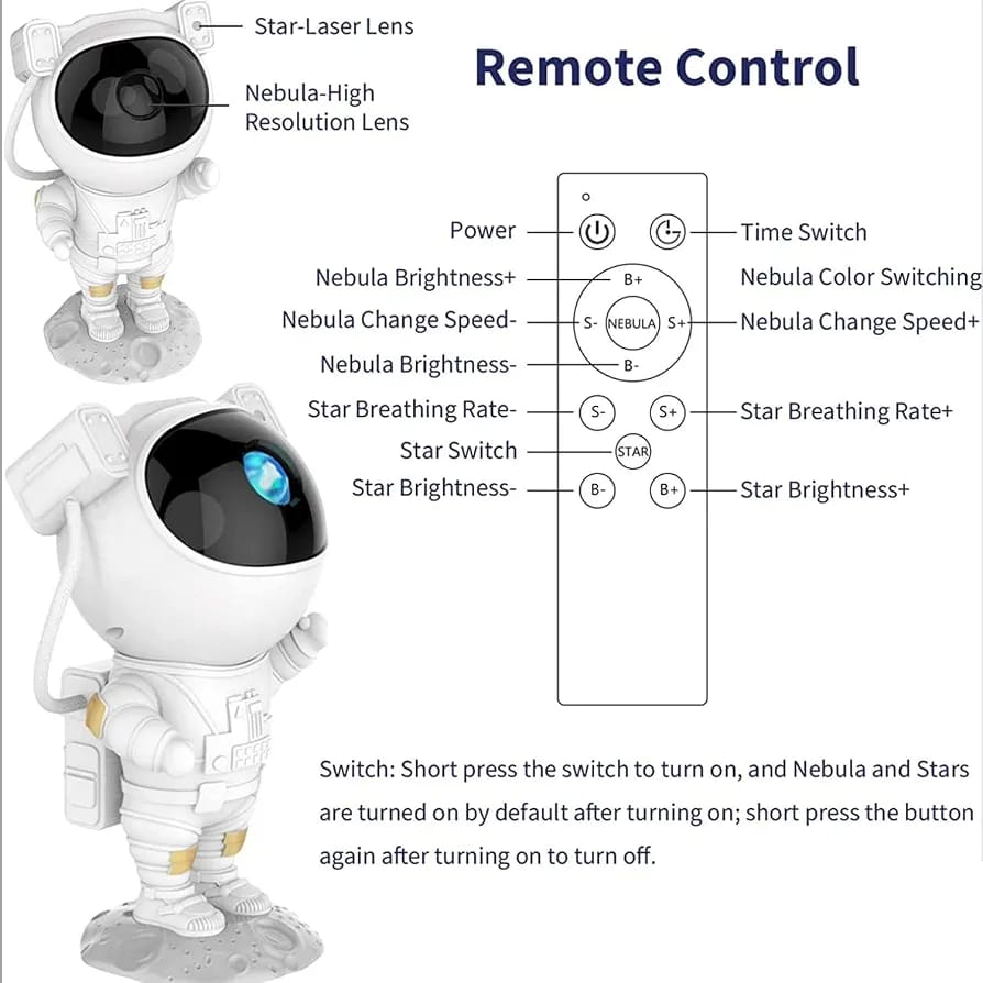 ZentroMart Space Projector Night Light – Nebula Star Projector with Remote Control, Space Lamp for Kid’s Bedroom, Gifts, Gaming Room, Home & Décor and Parties (Corded Electric)